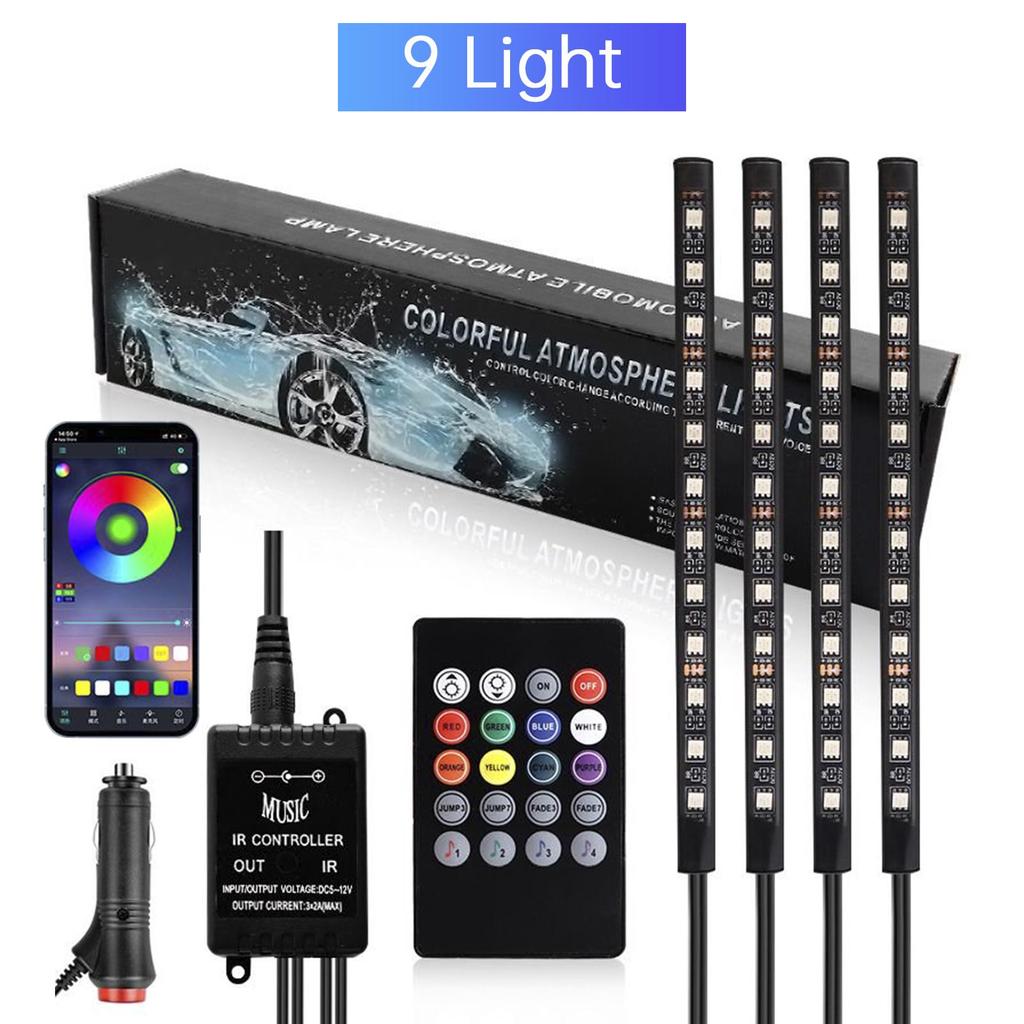 Car Interior Footwell Atmosphere RGB LED Strip Lights With Remote+ APP Control