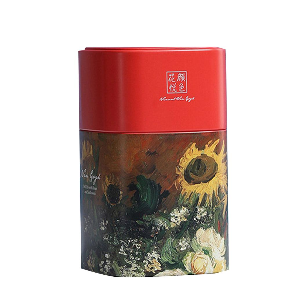 Coffee Storage Jar Metal Tea Box Can for Loose Tea Oil Painting Container Leaf Tea Tinplate Containers Storage Gift Box