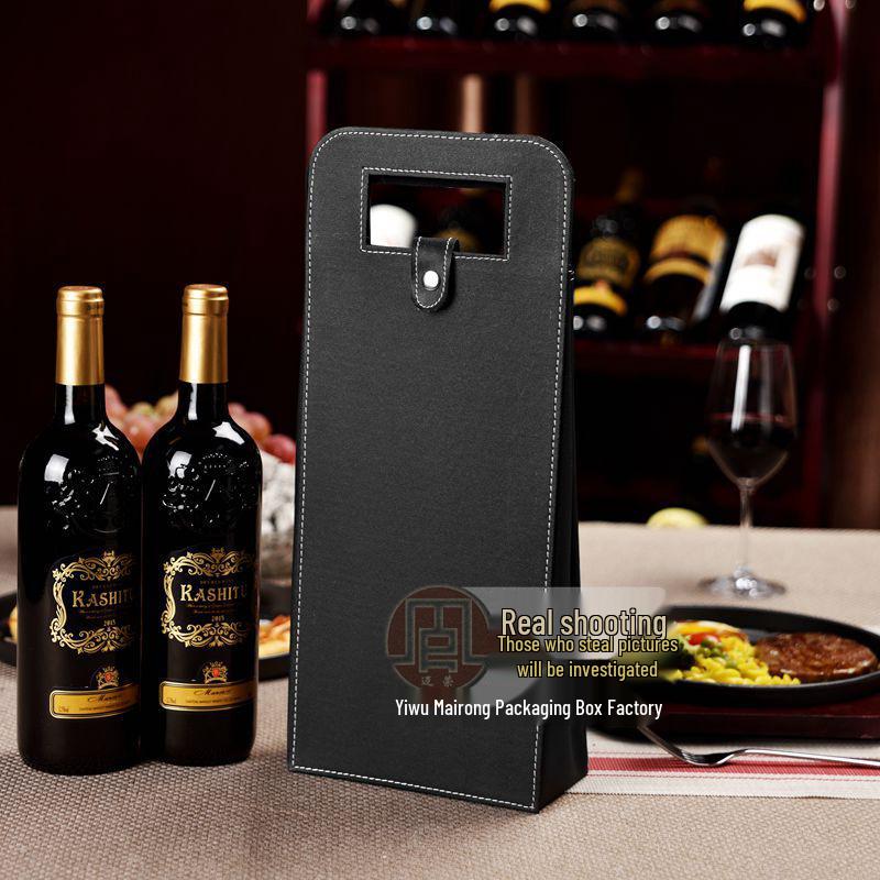 Borsa regalo in pelle per bottiglie di vino singole o doppie