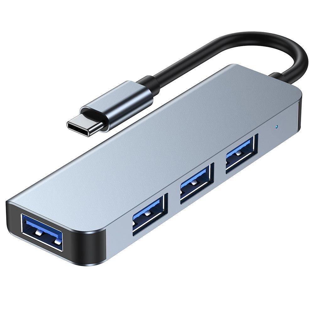 Tech-Protect V1 4in1 Usb-C Hub - 3X Usb-A 2.0 / Usb-A 3.0 - Gray