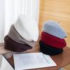 Gray knitted beret women's autumn and winter atmosphere hat versatile warm wool hat painter hat