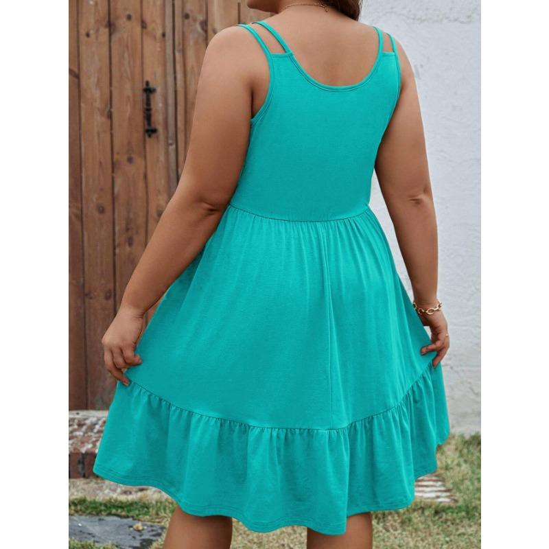 Primavara Vara Imbracaminte pentru dama marimi mari, largi, culoare solida, fara maneci, rochii casual de lungime medie