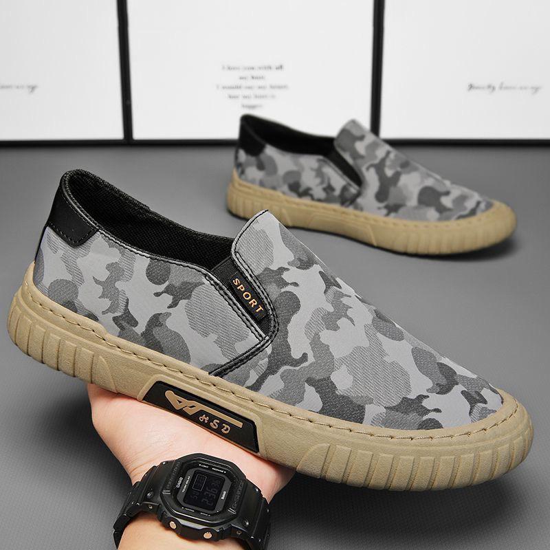 Men's Summer Camouflage Canvas Slip-On Shoes - Breathable, Casual Sports Sneakers