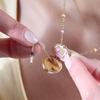 Heart Shaped Copper Necklace With Pink Star Ring And Musical Note For Girls Gift