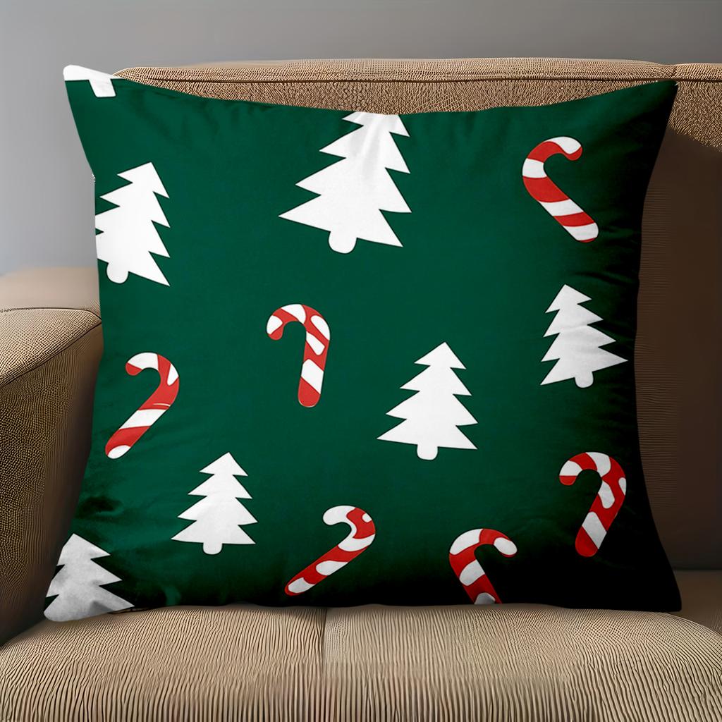 1 Pieces Christmas Green Pillows With Tree Candy Cane Polyester pillowcase, sofa decorative cushion cov Headboard Pillow