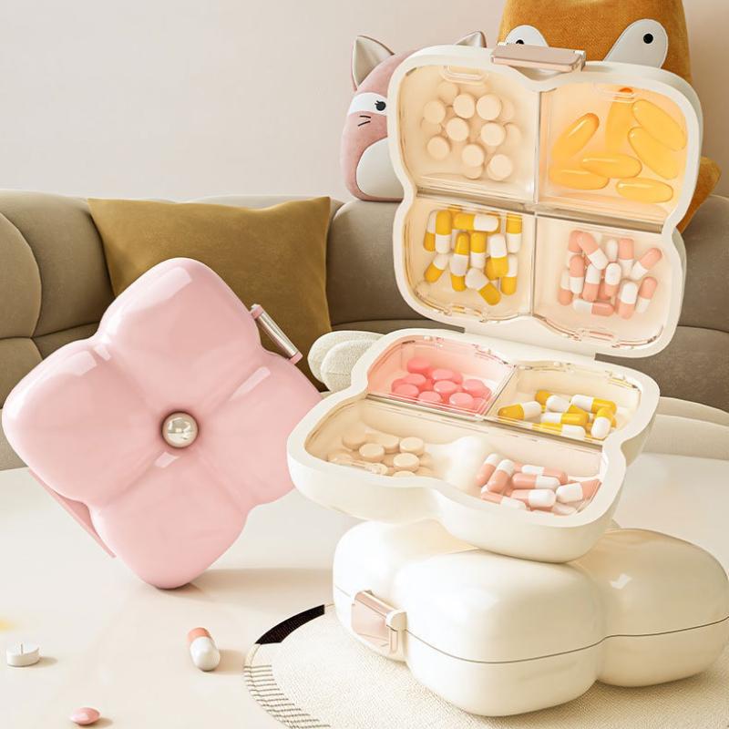 7-Day Portable Flower-Shaped Pill Organizer Compact Medication Divider Box with Individual Compartments for Daily Use