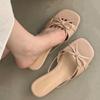 French Beautiful Cool Slippers Women'S Summer Wear Bow Flat Bottom One-Word With Skirt Beach Sandals
