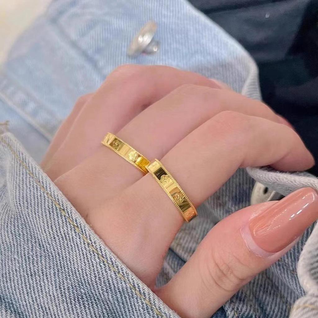 Vietnamese Gold-Plated Four-Leaf Clover Ring for Girlfriend - Student Jewelry