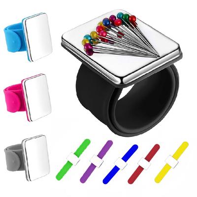 Magnetisk Nåldyna Silikon Armbands Nåldyna Säker Armbands Nåldyna Förvaring Syknappar Armband Knapphållare 7 Färger