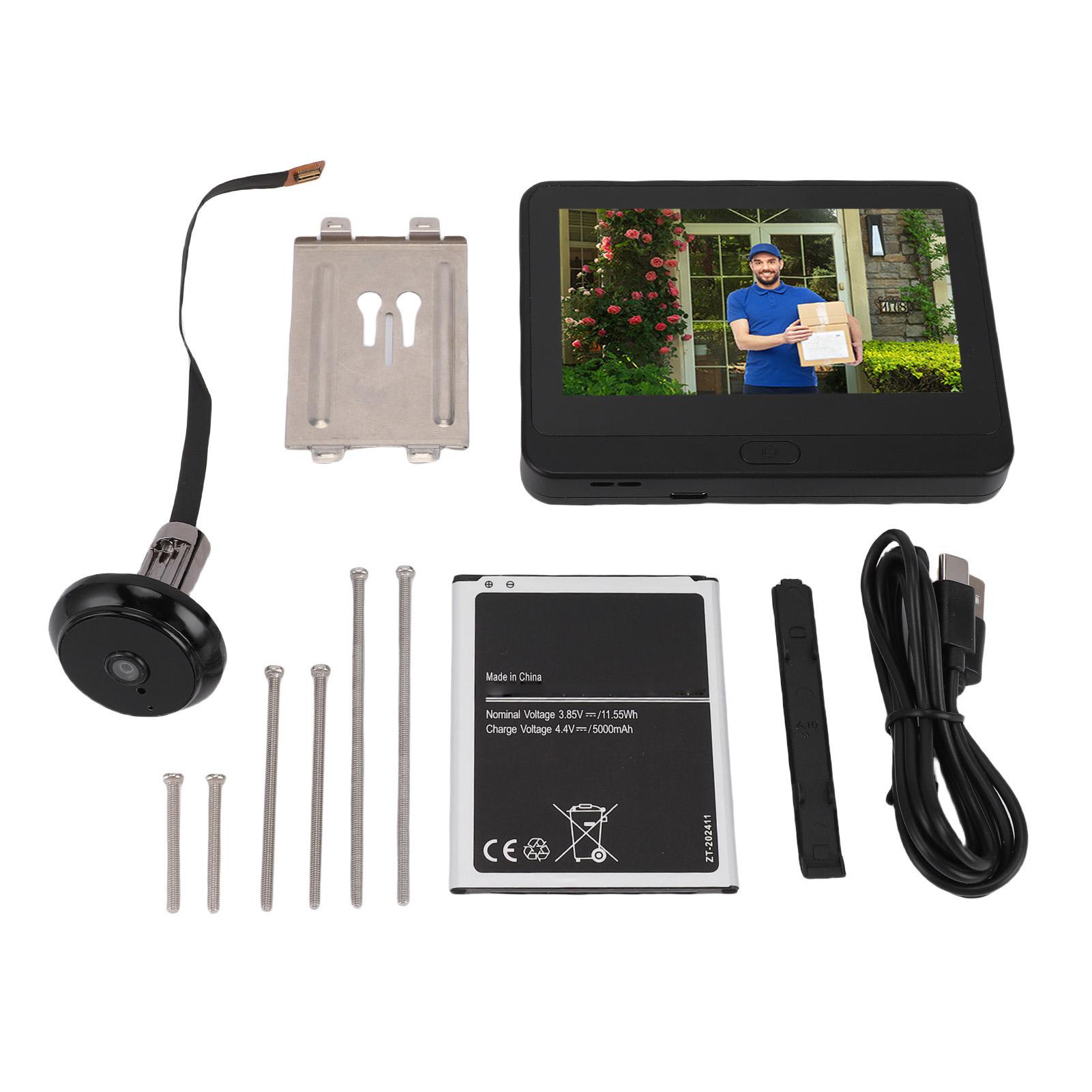

Digital Door Camera Peephole Camera 1080P 4.3in Color LCD Screen 2 Way Intercom PIR Human Detection Digital Door Viewer for Home чорний