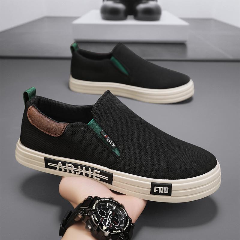 

Canvas autumn new lightweight soft-soled casual sports board shoes lazy cloth shoes 39 ready stock чёрный