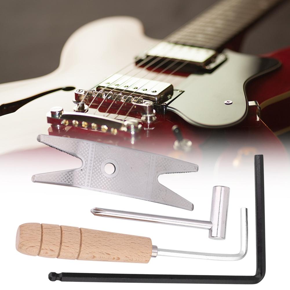 4Pcs Electric Guitar Repair Tool Metal Truss Bar Wood Handle Wrench Musical Instrument Accessories