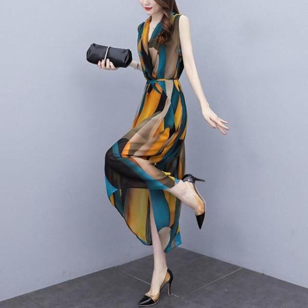 2024 Summer Fashionable Sleeveless Dress for Women - Plus Size, Knee-Length