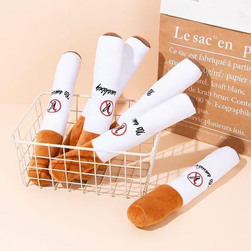 Funny Pet Toys Cigar Big Smoke Plush Squeak Dog Chew Toy Interactive Molar Chew Toy Bite Resistant Fake Cigarette Dog Chew Toy