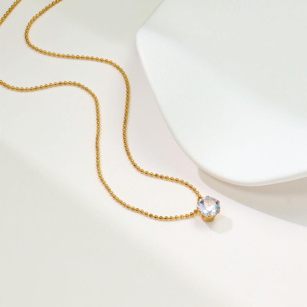 Wind Titanium Steel Rose Gold Collarbone Chain, Six-Claw Zircon Collarbone Chain, Temperament, Small Single Diamond Necklace, Women