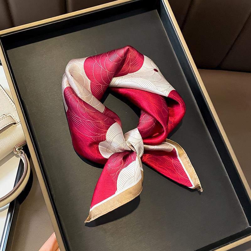 

Корейский 3D-шарф из шелковицы с розовым принтом - женский модный квадратный шарф для элегантного завязывания сумки 53*53cm