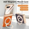 Galvanisierte Leder-Funda für Motorola Razr 60 Ultra 70 Ultra Scharnier-Case Drehbarer Magnetischer Ring Ständer Abdeckung mit Kleiner Bildschirmfolie