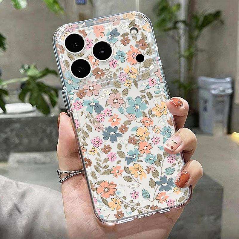 Shockproof TPU Case For iPhone 17 16 Pro 15 14 13 12 Pro Max 11 Transparent Soft Silicone Colorful Flowers Printed Phone Cover