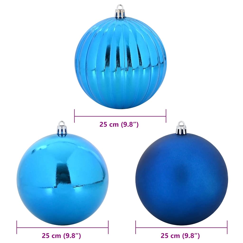 XXL Christmas Ornament Set 3 pcs Blue Plastic