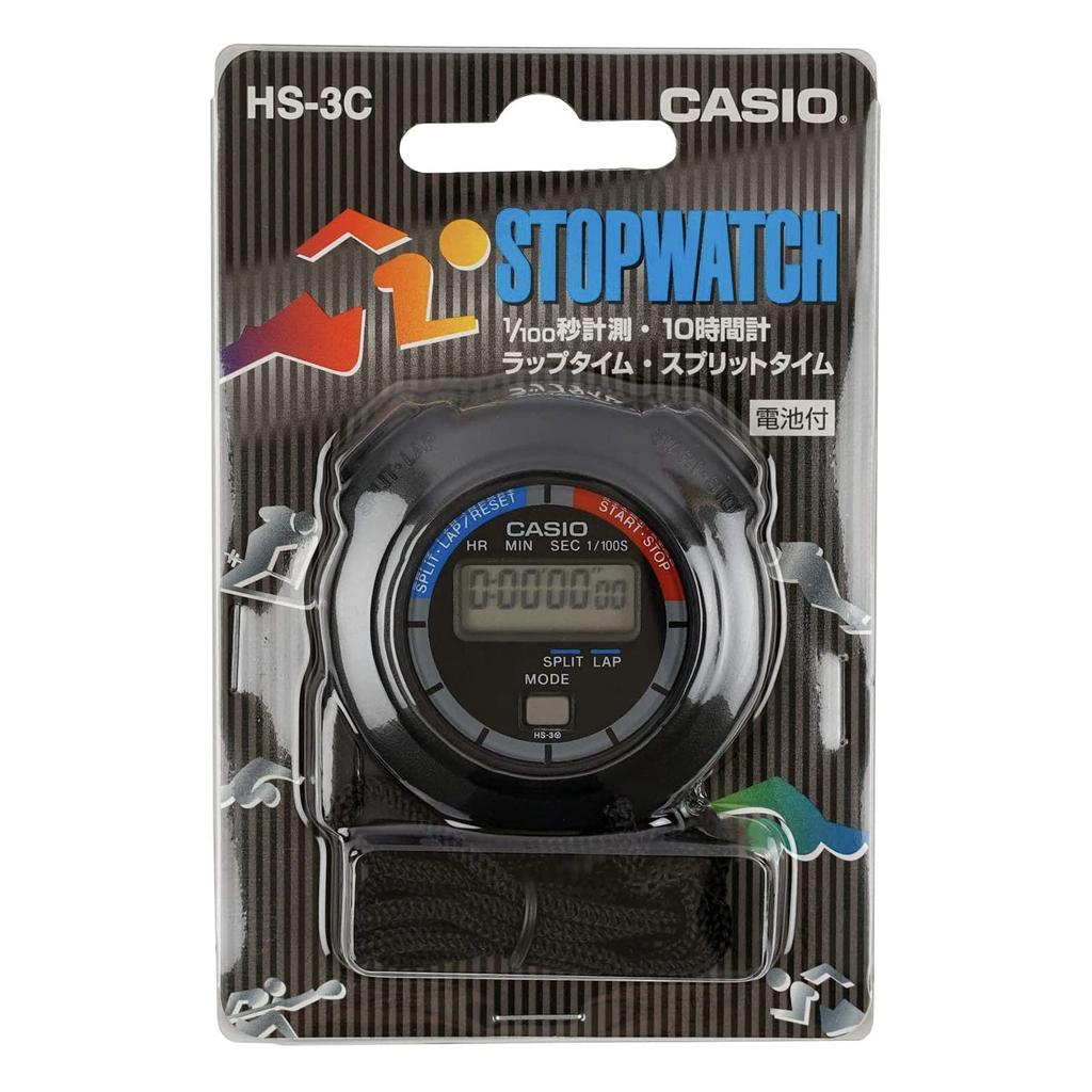 CASIO Lap Split Stopwatch, Time, Time, Silent, Black, HS-3C-8AJH