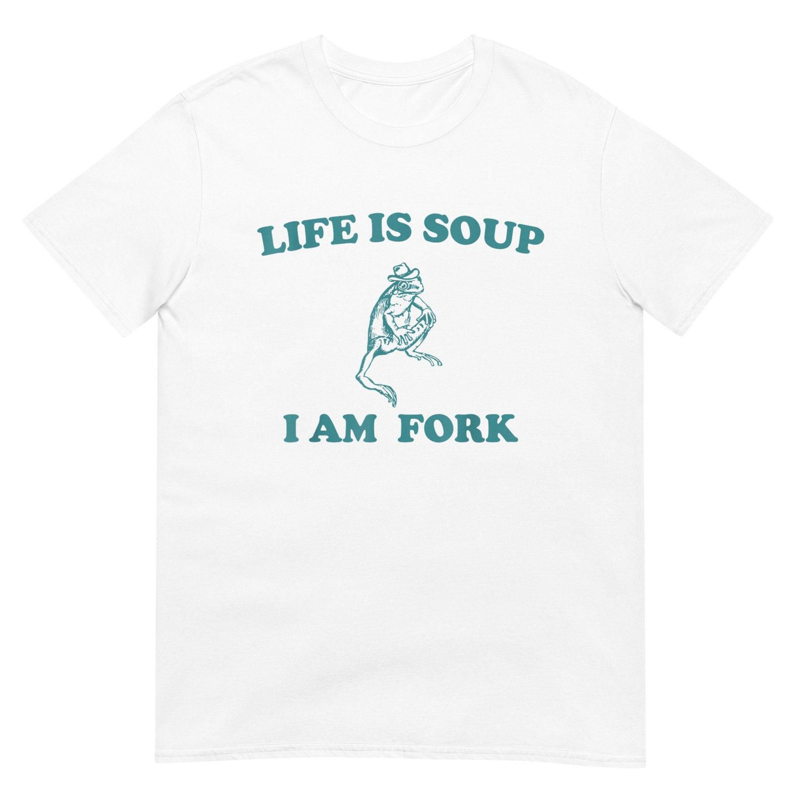 Life Is Soup I Am Fork Frog Graphic Shirt 2XL
