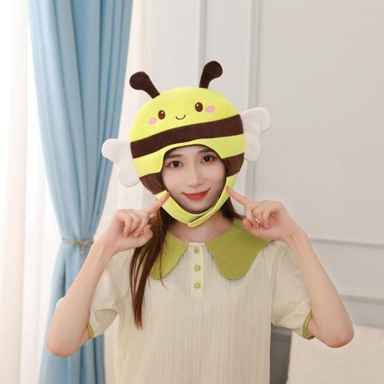 Pălărie de Spectacol Galbenă Tip Scurt cu Expresie Drăguță Pălărie Amuzantă 3D de Albină Articole de Acoperit Cap de Pluș Animal Accesorii de Costum