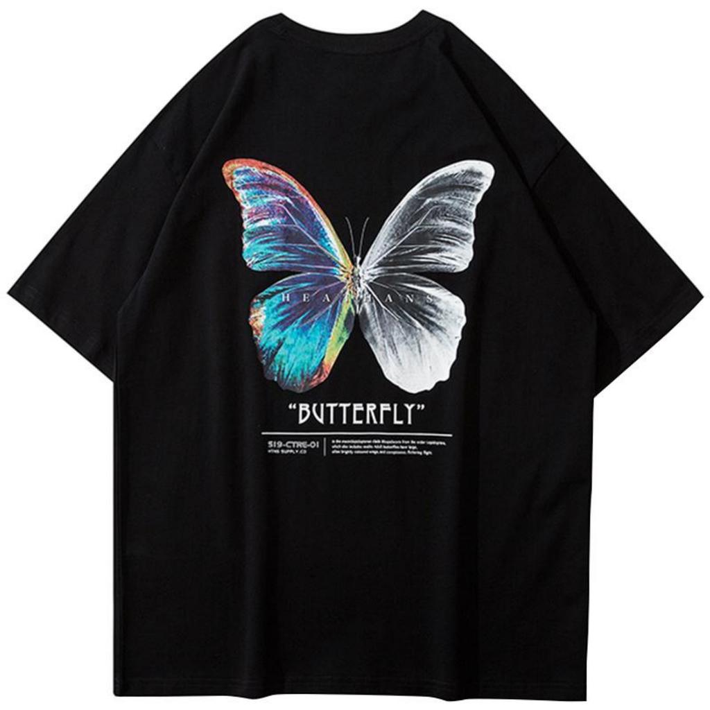 T-shirt unisex con farfalla colorata Hip Hop Streetwear