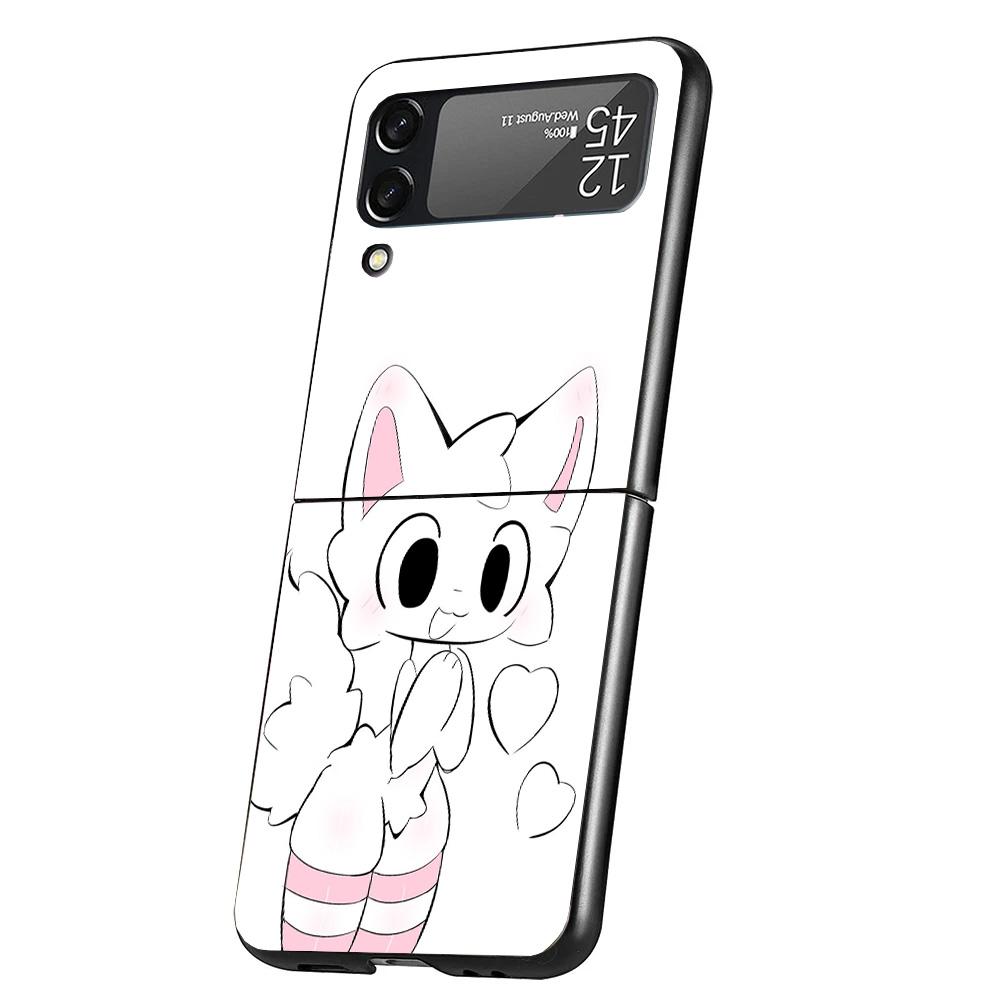 Boykisser Cat Cover Phone Case For Samsung Galaxy Z Flip 7 6 5 4 3 5G Flip7 Flip6 Flip5 Flip4 Flip3 Black Fundas Shell