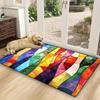 Colorful Abstract Stained Glass Pattern Anti Slip and Washable Indoor and Outdoor Entrance Door Mat, Fashionable Home Decoration