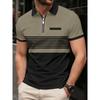 Men's Fashionable Polo Shirt Comfortable Color Blocking Design Digital Printing Summer Outdoor Wear Europe Men's Clothing