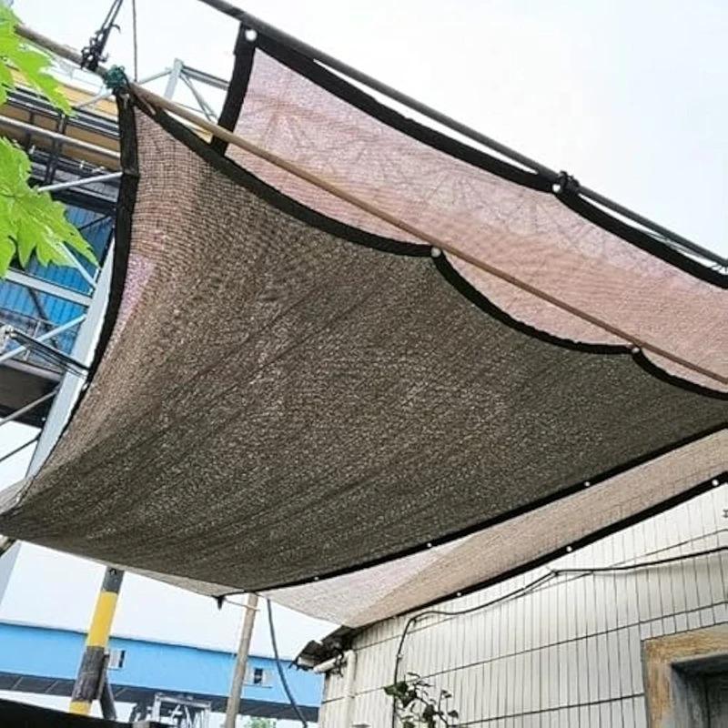 Sunshade Net Brown Thicken Durable Block Canopy for Beach Picnic Travel - Multiple Sizes Outdoor Courtyard Sunscreen Shade Sails