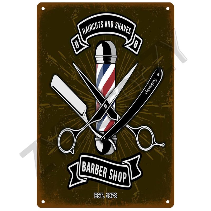 Barber Shop Plåtskylt Affisch Vintage Väggaffischer Metallskylt Dekorativ Väggtallrik Köksplakett Metall Vintage Inredning Tillbehör