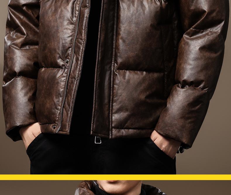 Men's Premium 90% Duck Down Leather Winter Jacket 2024 - Loose, Warm, Outdoor Casual Plus Size Coat