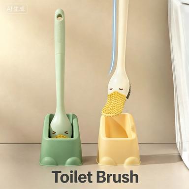 Duck Billed Toilet Brush, Wall Mounted Long Handle Brush, Household Bathroom Soft Bristled Cleaning Set
