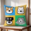 Cartoon Simple Cute Dog Cushion Cover Natural Linen Organic Fabric DoubleSided Printing Couch Pillow Covers Home Decor