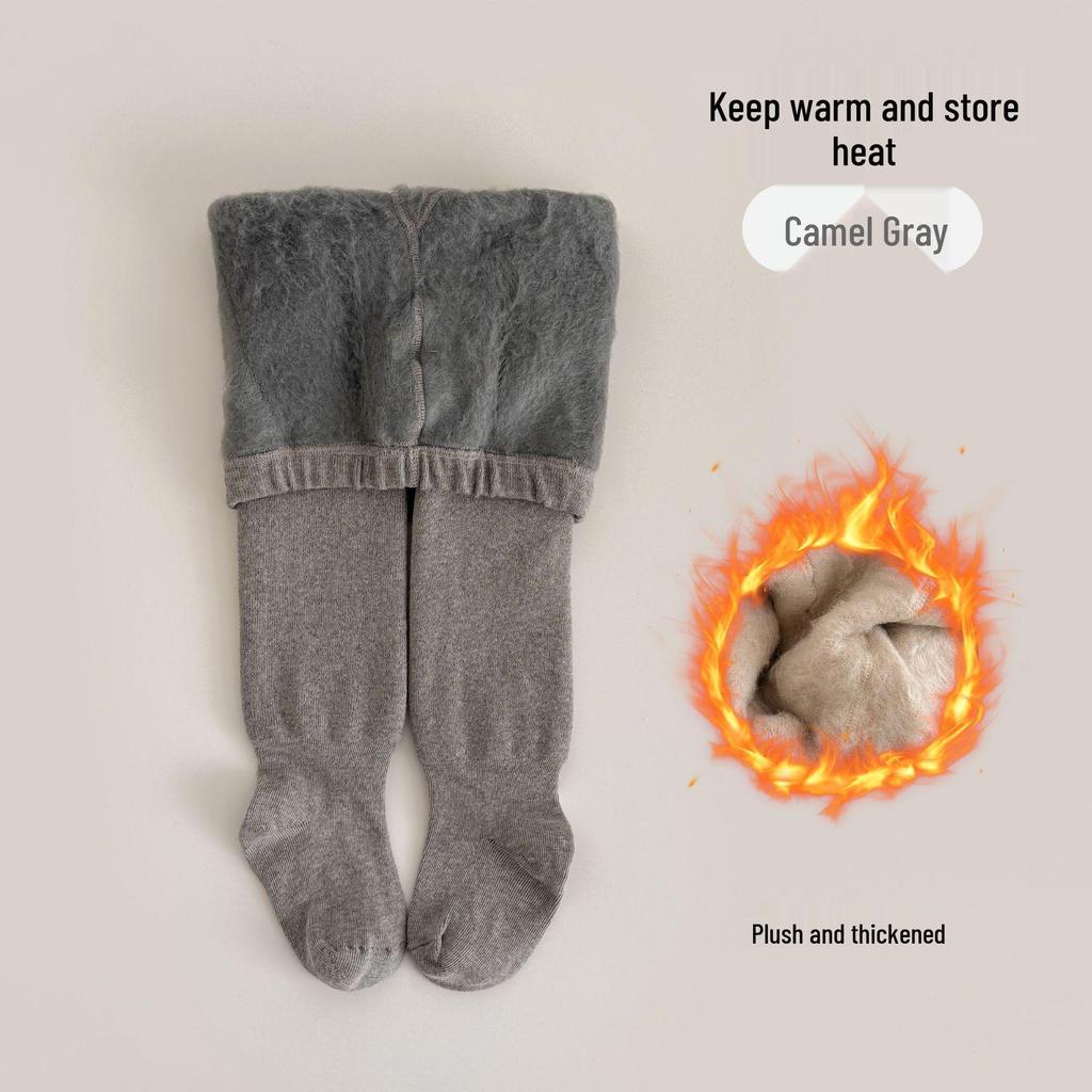 Girls' Fleece-Lined Footed Tights - Thick, Warm, Elastic & Anti-Pilling for Autumn/Winter
