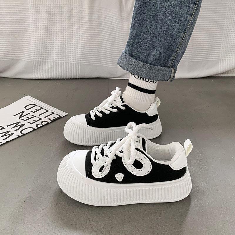 Big Head Bread Little White Shoes Women's 2025 New Autumn Versatile Popular Women's Shoes Autumn Casual Platform Panda Board Shoes