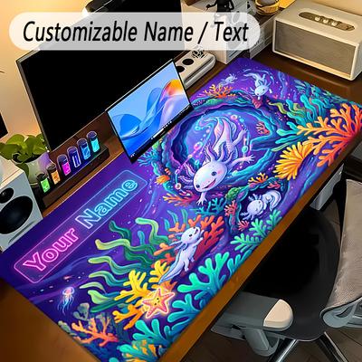 Underwater Fish Theme Personalized Mouse Pad Custom Name Text Non Slip Desk Pad For Laptop Office Desktop