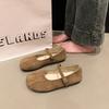 Vintage Suede Mary Jane Shoes Women's Word with Round Head, Light Mouth with Skirt, Flat-soled Single Shoes