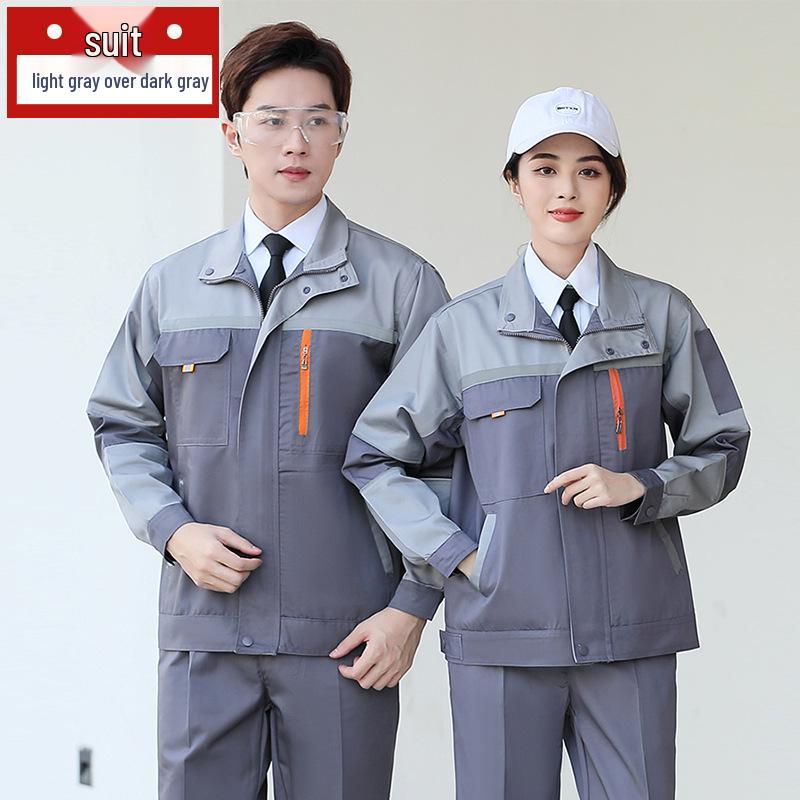 Men's and Women's Durable Workwear Set - Long Sleeve, Wear-resistant, Thickened for Spring/Autumn. Perfect for Welding & Auto Repair.