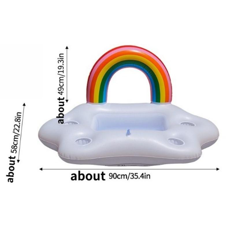Inflatable Rainbow Cloud Ice Bar Tray Coconut Tree Cup Holder Floating Drink Rack For Summer Pool Party Beverage Storage Decor