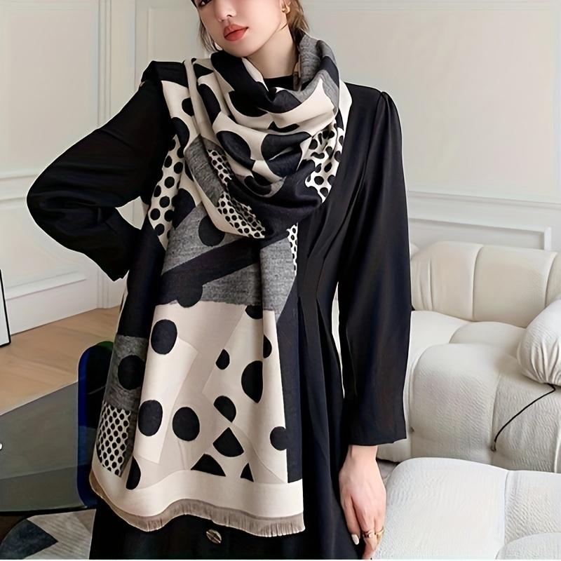 New casual polka dot scarf for women, imitation cashmere, warm and thick, long scarf that can be used as a shawl, suitable for autumn and winter as