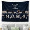 Off Campus Inspired Briar University Hockey Team 4 Players Back View Jersey Print Tapestry Navy Blue Vintage Style With Hockey