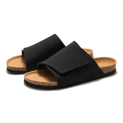 Foot Men's Cork Slippers Tide Student One-Flip Men's Beach Shoes Scrub Leather