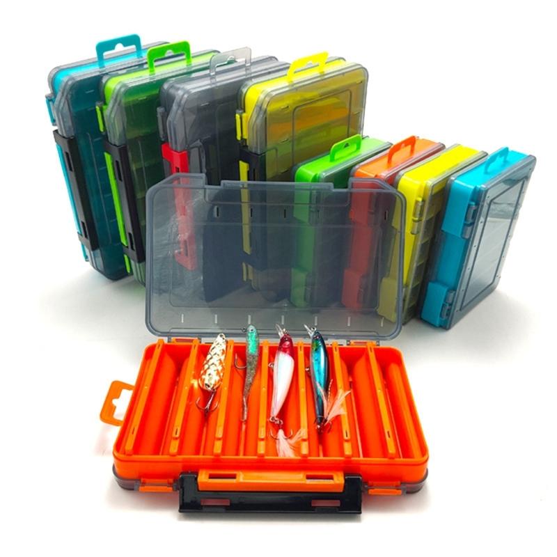 Double Sided Fishing Tackle Storage Box Plastic Fishing Tool Case Jigs Head Hook Storage Organizers Fishing Supply