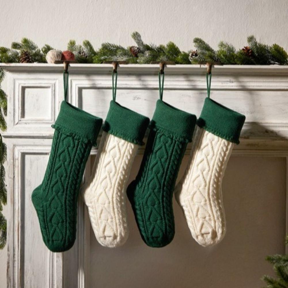 18"/46CM Christmas Stockings Hanging Ornaments Knitting Stocks Storage Bags Home Yarn Decorative Pendant Christmas Gift Bag