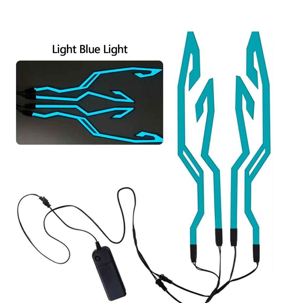 Waterproof Motorcycle Bike Helmet LED Cold Light Strip EL Sticker 4 Flashing Warning Lights Night Riding Helmet KitSpeed Sensors 6