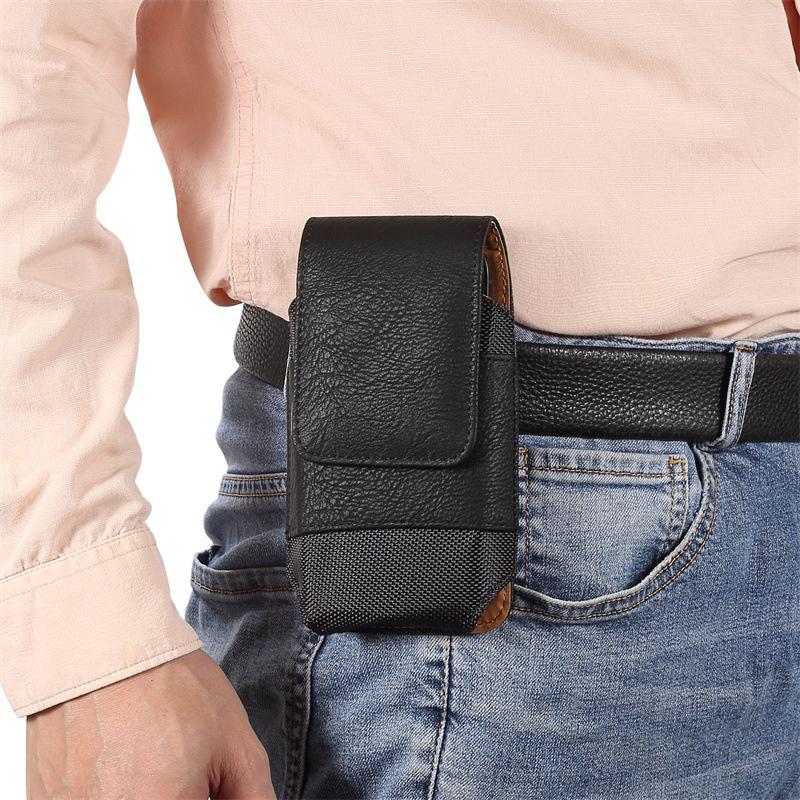 Bolsa de Cintura Masculina de Couro Universal Case com Clipe de Cinto para Celular Para IPhone 15 14 13 12 Pro Max Samsung Galaxy S22 S23 Xiaomi Huawei