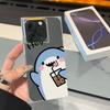 Square Back Tube Protection Clear Case For iPhone 16 ProMax 14 Pro Max 15 Plus 12 13 11 Anti-Oxygen,Drinking Milk Tea Monster Pattern Casing
