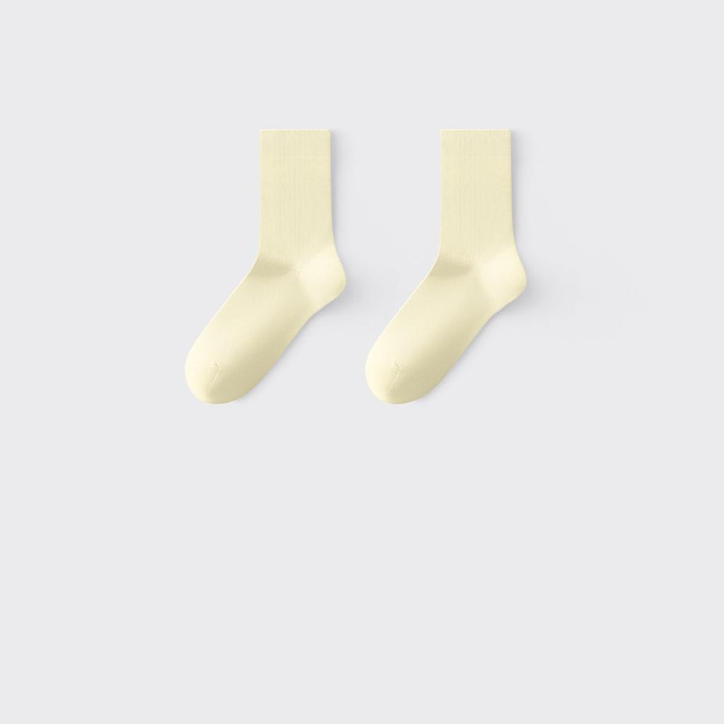 5/10 Pairs Women's Seamless Solid-Color Cotton Mid-Calf Socks